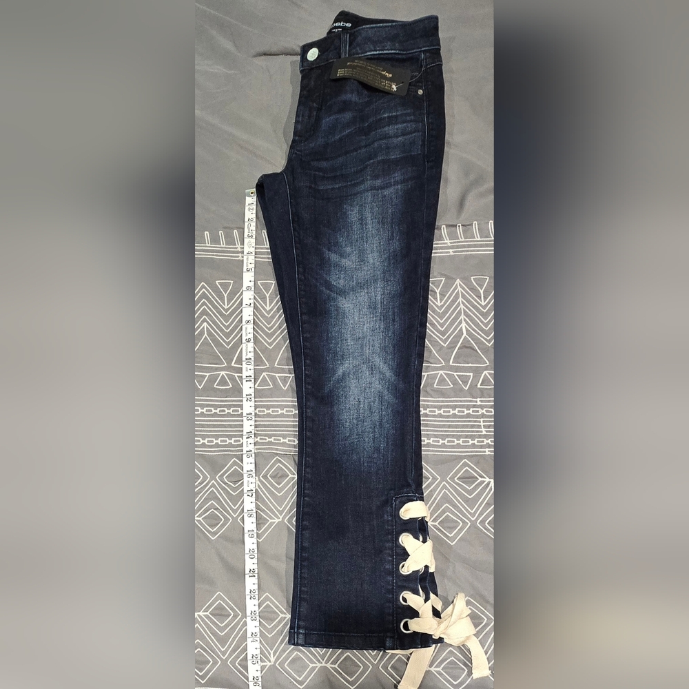 Bebe Lace Up Heartbreaker Cropped Jeans Size 25 - Picture 4 of 13